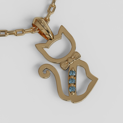 Conjunto Colgante Gato y Cadena Limada