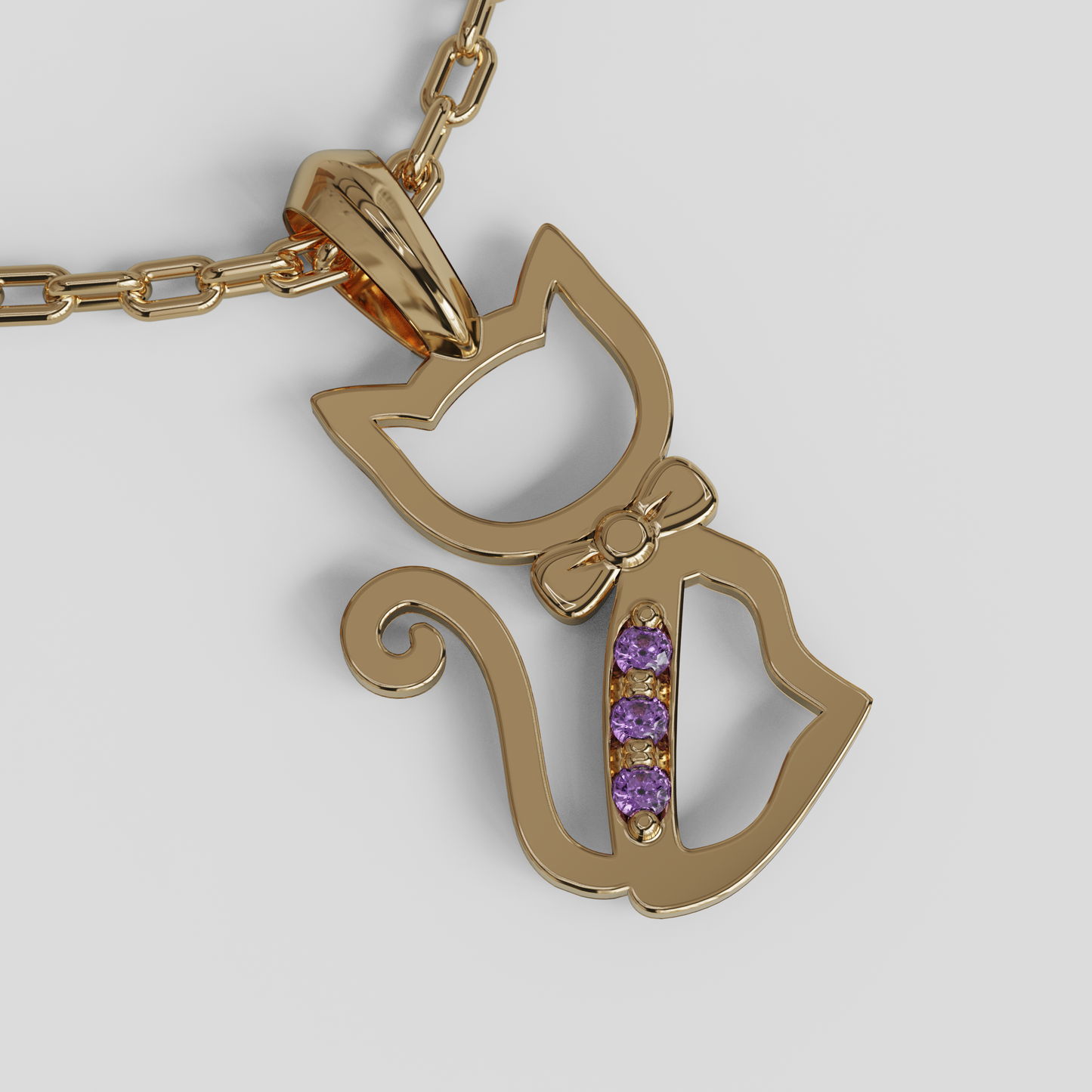 Conjunto Colgante Gato y Cadena Limada