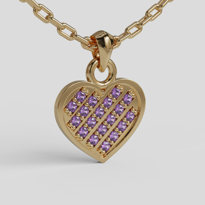 Conjunto Cadena Limada con Colgante Corazón Brillante