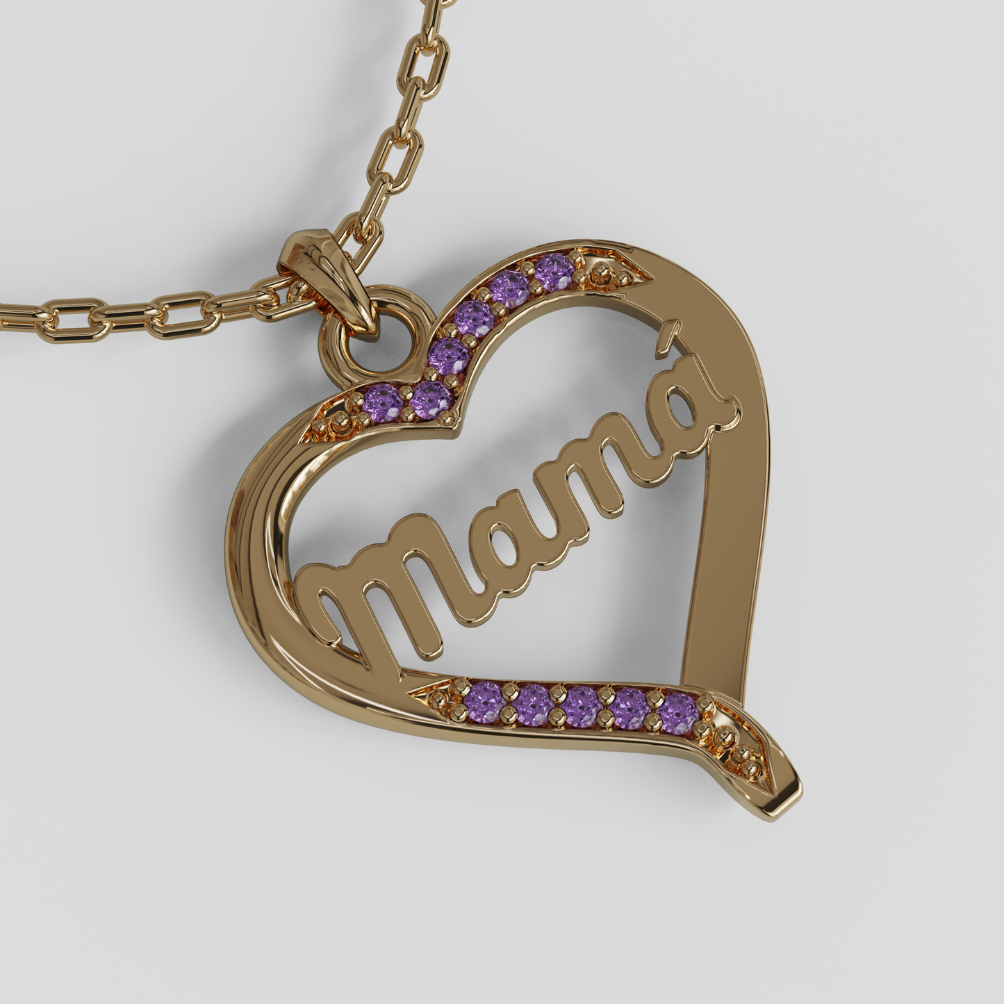 Conjunto Cadena Limada con Colgante Corazón Mamá