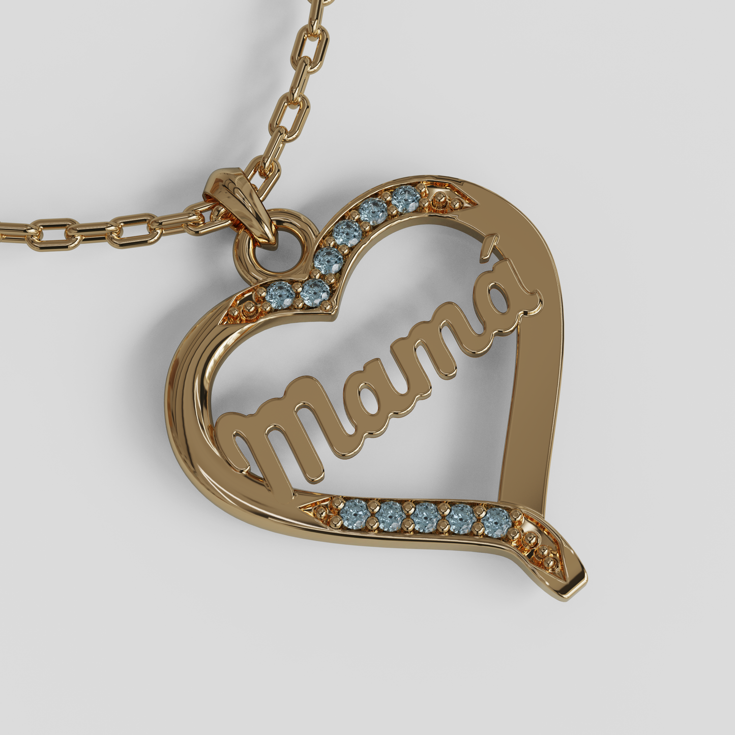 Conjunto Cadena Limada con Colgante Corazón Mamá