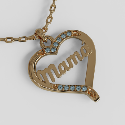 Conjunto Cadena Limada con Colgante Corazón Mamá