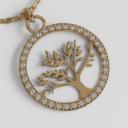Conjunto Cadena Limada con Colgante Árbol de la Vida