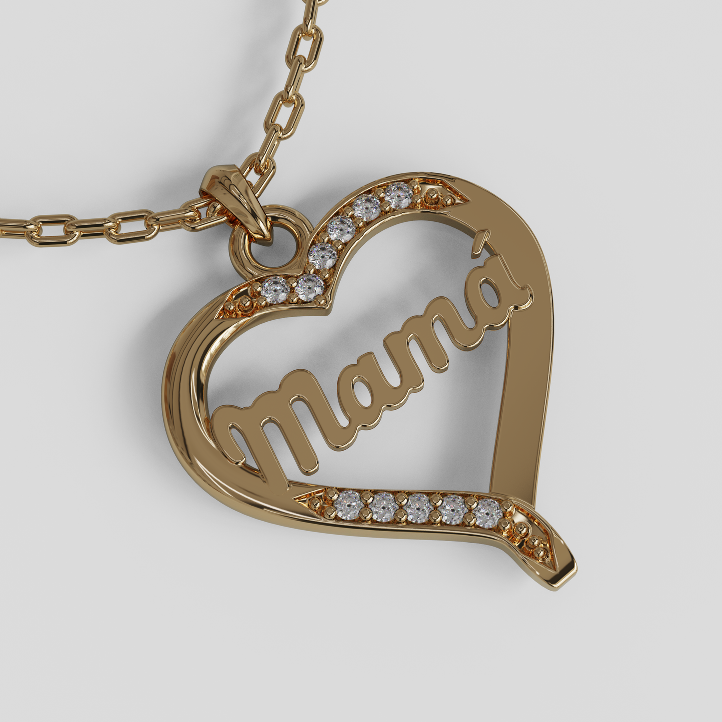 Conjunto Cadena Limada con Colgante Corazón Mamá