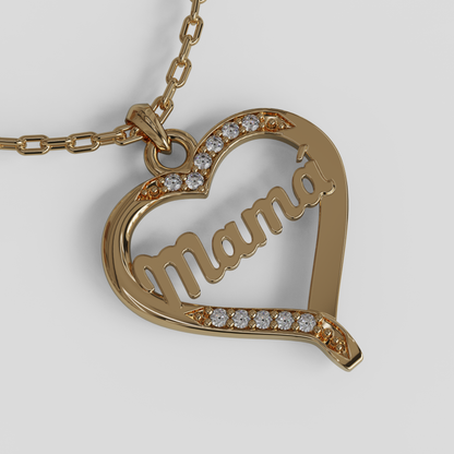 Conjunto Cadena Limada con Colgante Corazón Mamá