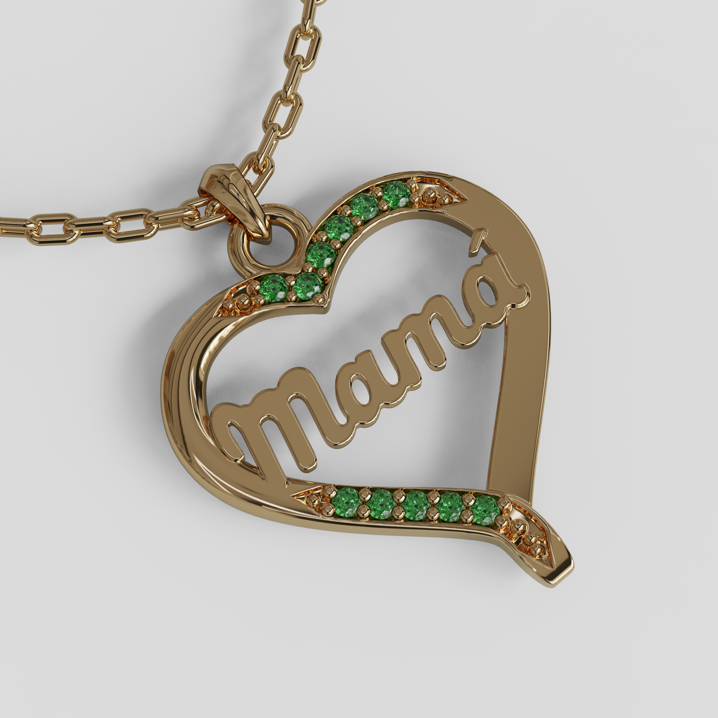 Conjunto Cadena Limada con Colgante Corazón Mamá