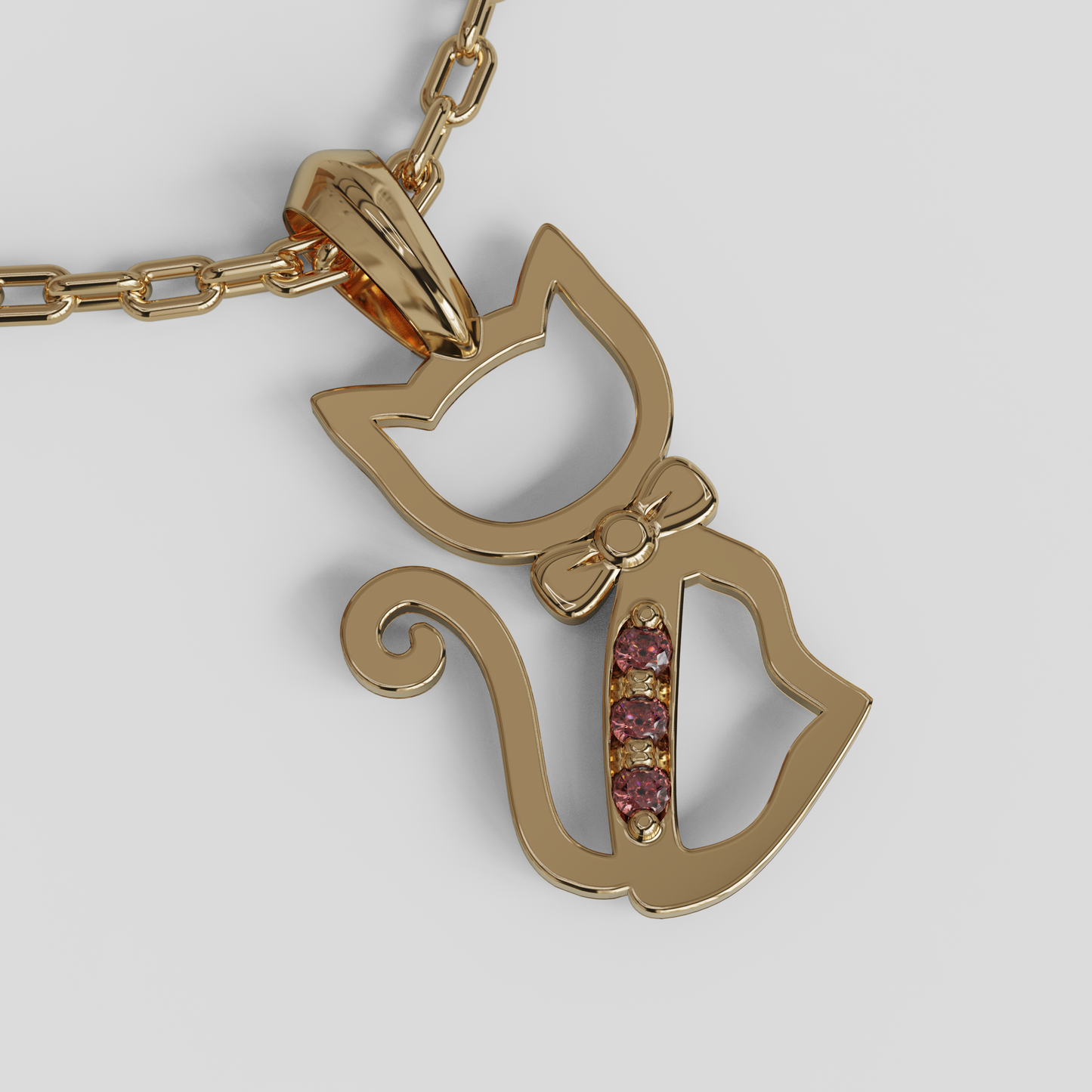 Conjunto Colgante Gato y Cadena Limada