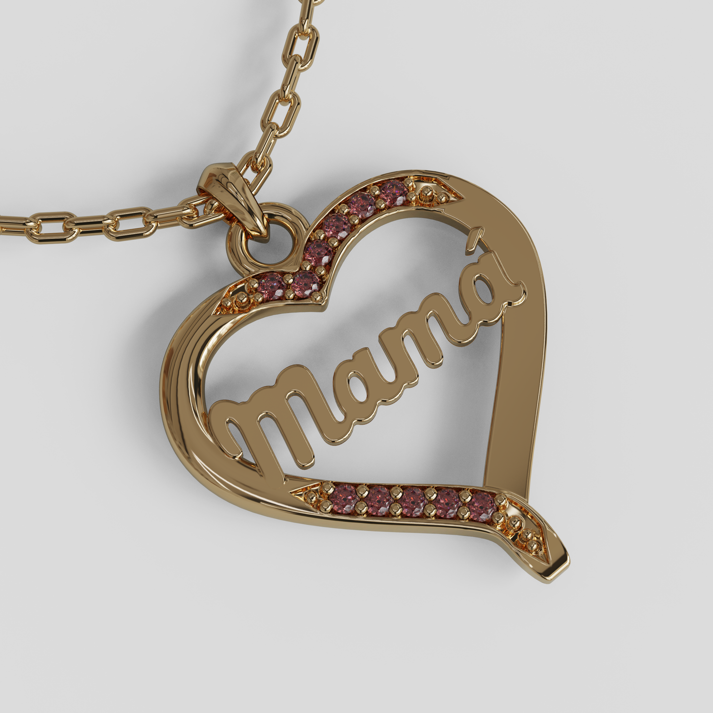 Conjunto Cadena Limada con Colgante Corazón Mamá