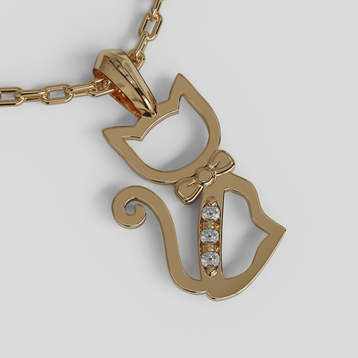 Conjunto Colgante Gato y Cadena Limada