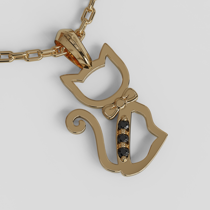 Conjunto Colgante Gato y Cadena Limada