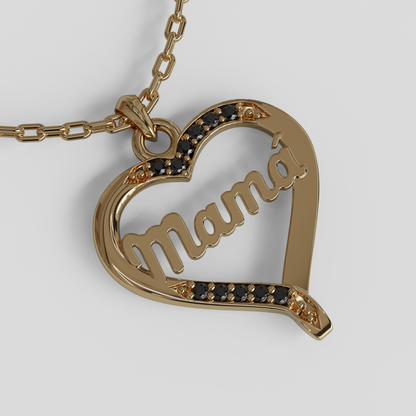 Conjunto Cadena Limada con Colgante Corazón Mamá
