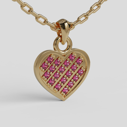 Conjunto Cadena Limada con Colgante Corazón Brillante