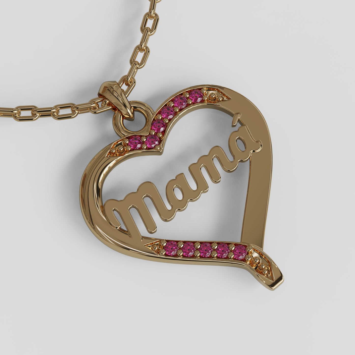 Conjunto Cadena Limada con Colgante Corazón Mamá