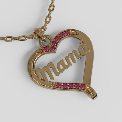 Conjunto Cadena Limada con Colgante Corazón Mamá