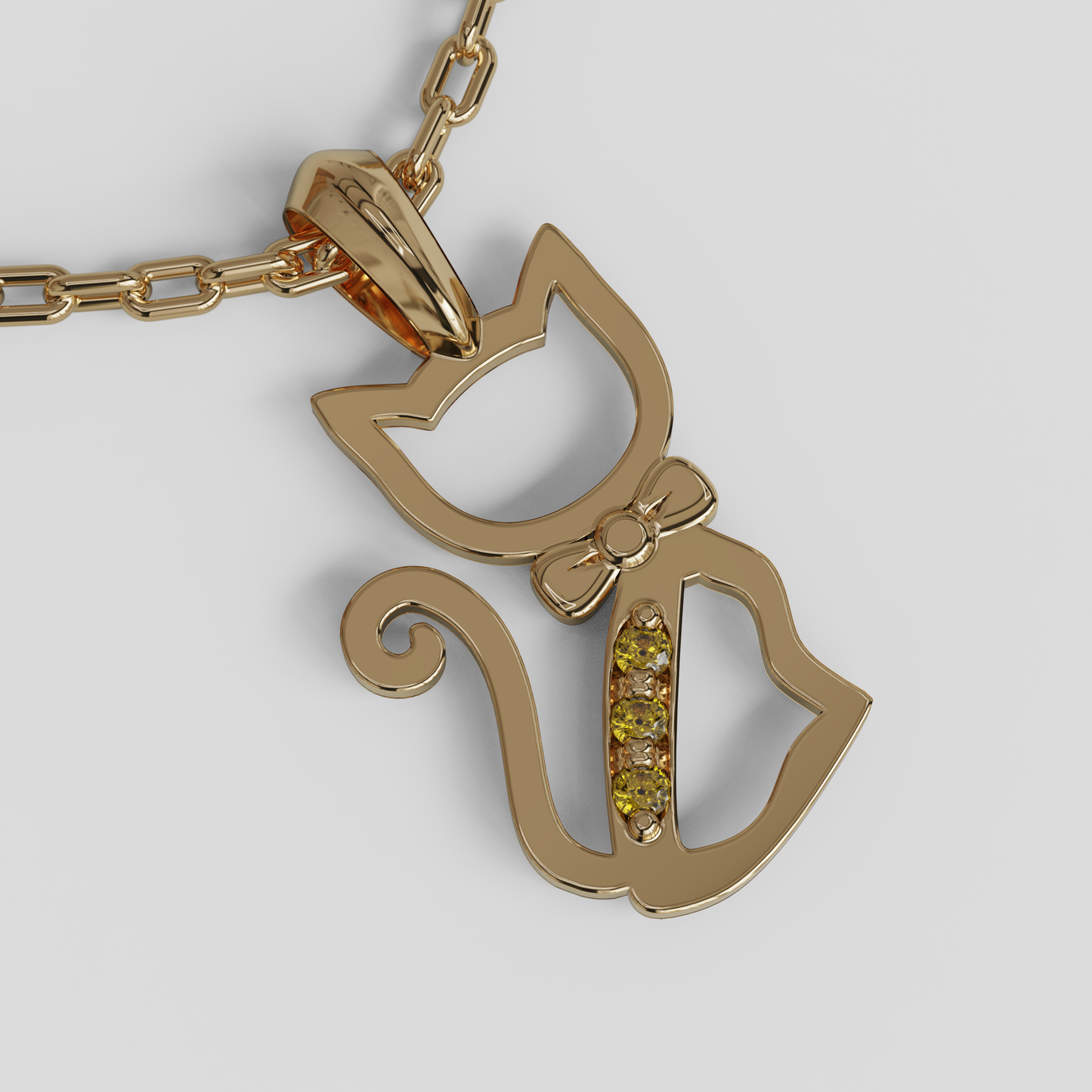 Conjunto Colgante Gato y Cadena Limada