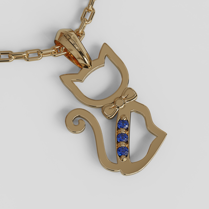 Conjunto Colgante Gato y Cadena Limada
