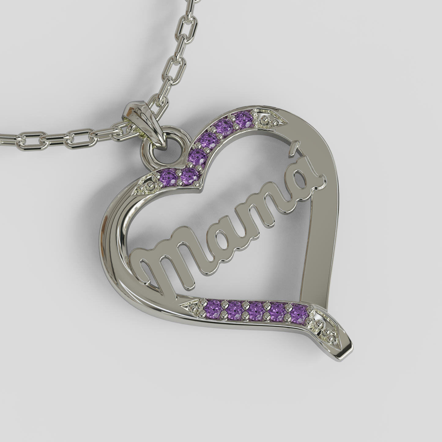 Conjunto Cadena Limada con Colgante Corazón Mamá