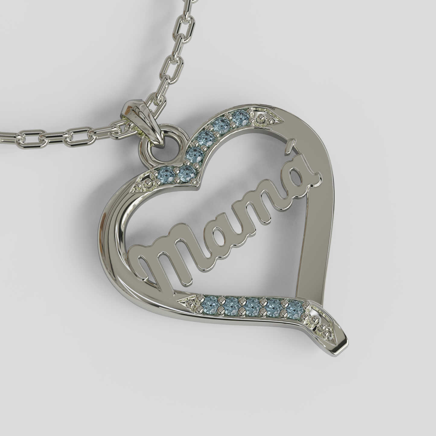 Conjunto Cadena Limada con Colgante Corazón Mamá