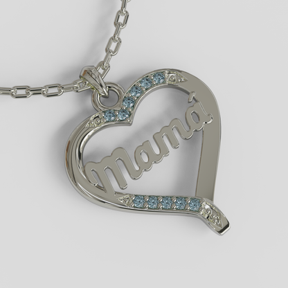 Conjunto Cadena Limada con Colgante Corazón Mamá