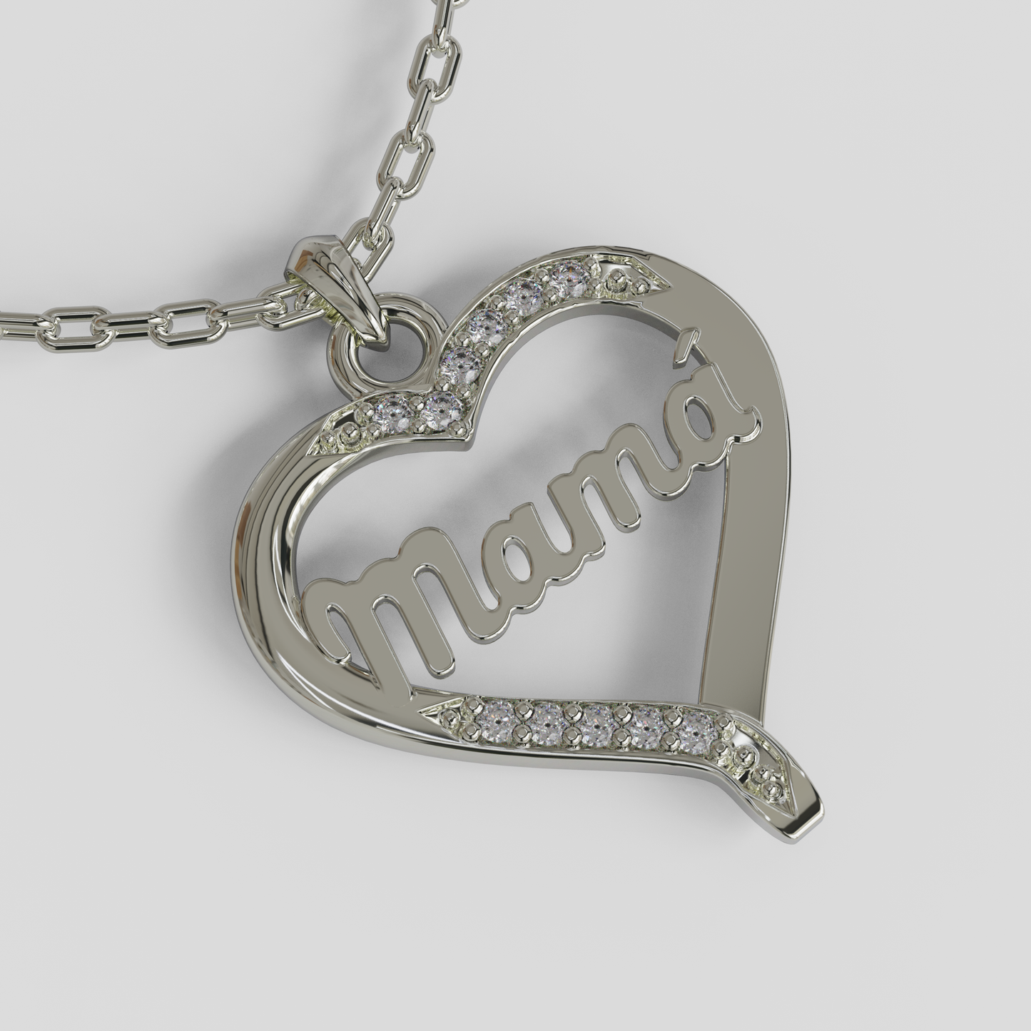 Conjunto Cadena Limada con Colgante Corazón Mamá