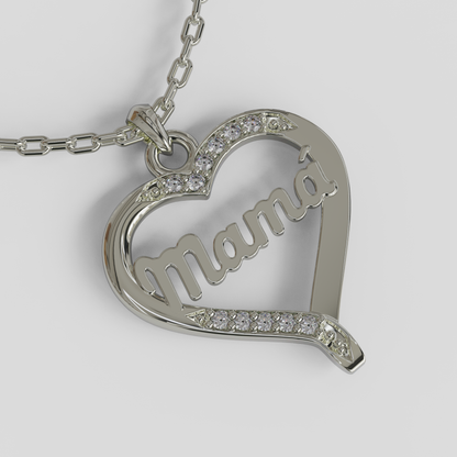 Conjunto Cadena Limada con Colgante Corazón Mamá