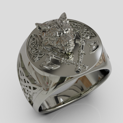 Anillo Sello Lobo 950
