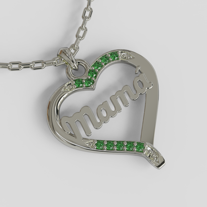 Conjunto Cadena Limada con Colgante Corazón Mamá