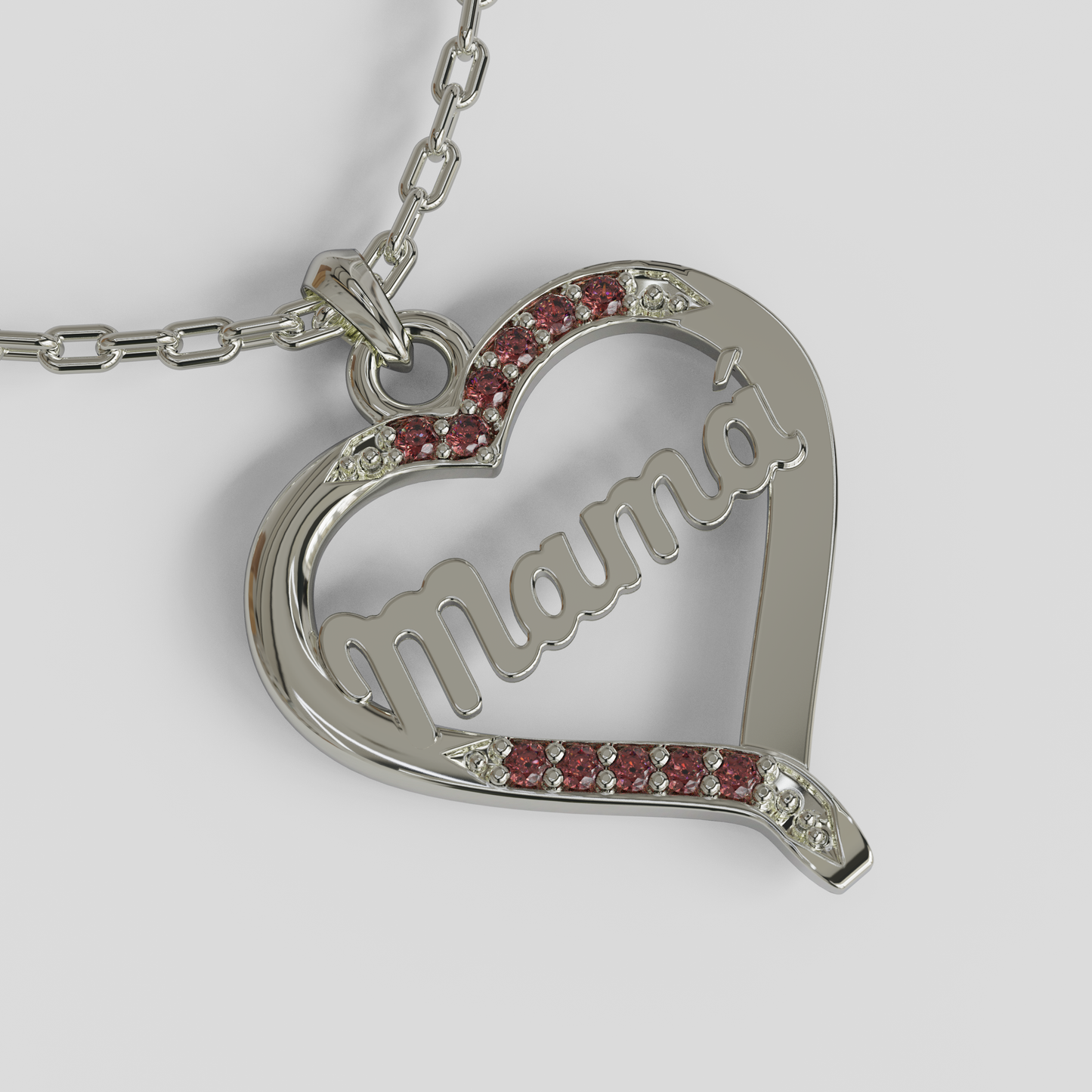 Conjunto Cadena Limada con Colgante Corazón Mamá