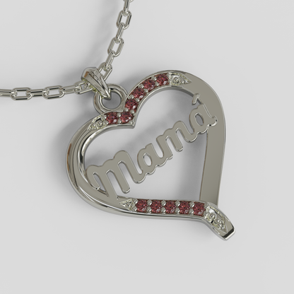 Conjunto Cadena Limada con Colgante Corazón Mamá