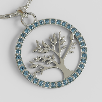 Conjunto Cadena Limada con Colgante Árbol de la Vida