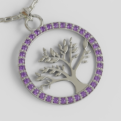 Conjunto Cadena Limada con Colgante Árbol de la Vida