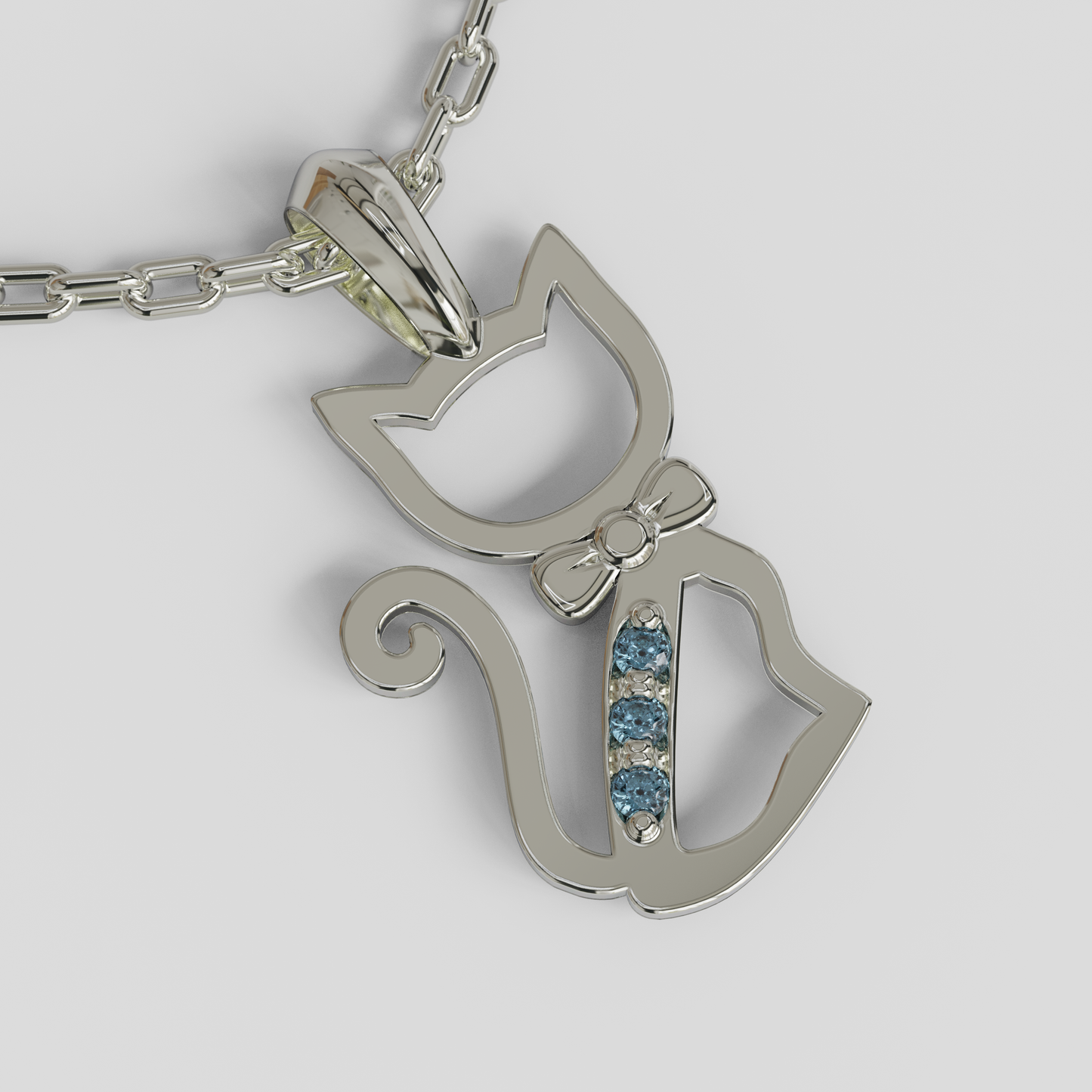 Conjunto Colgante Gato y Cadena Limada