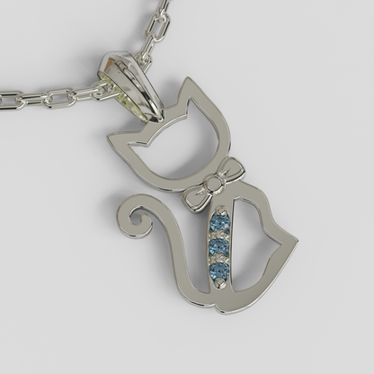 Conjunto Colgante Gato y Cadena Limada