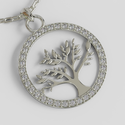 Conjunto Cadena Limada con Colgante Árbol de la Vida