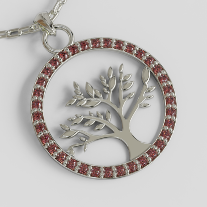 Conjunto Cadena Limada con Colgante Árbol de la Vida