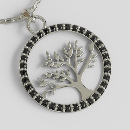 Conjunto Cadena Limada con Colgante Árbol de la Vida