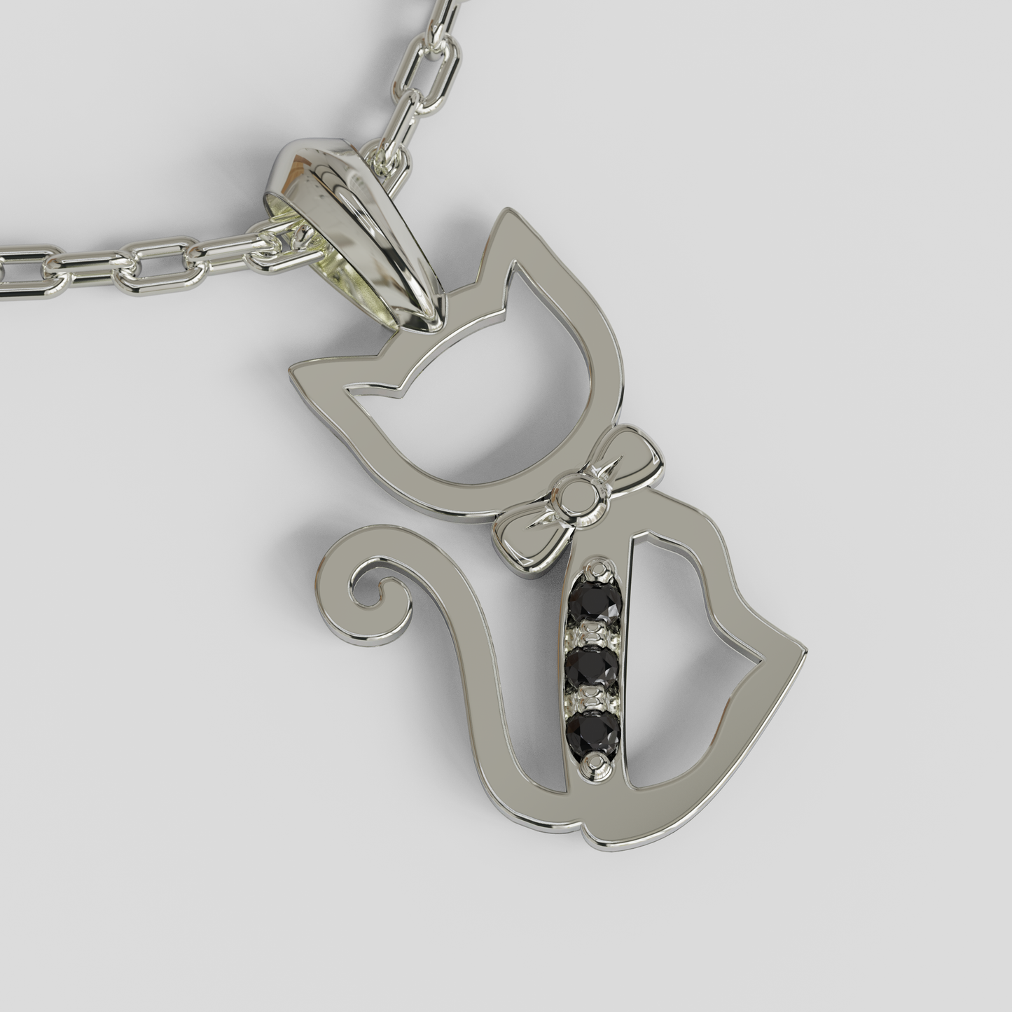 Conjunto Colgante Gato y Cadena Limada