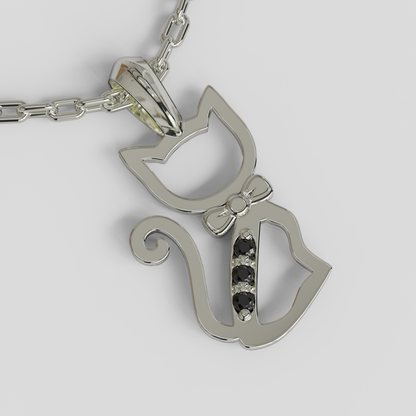Conjunto Colgante Gato y Cadena Limada