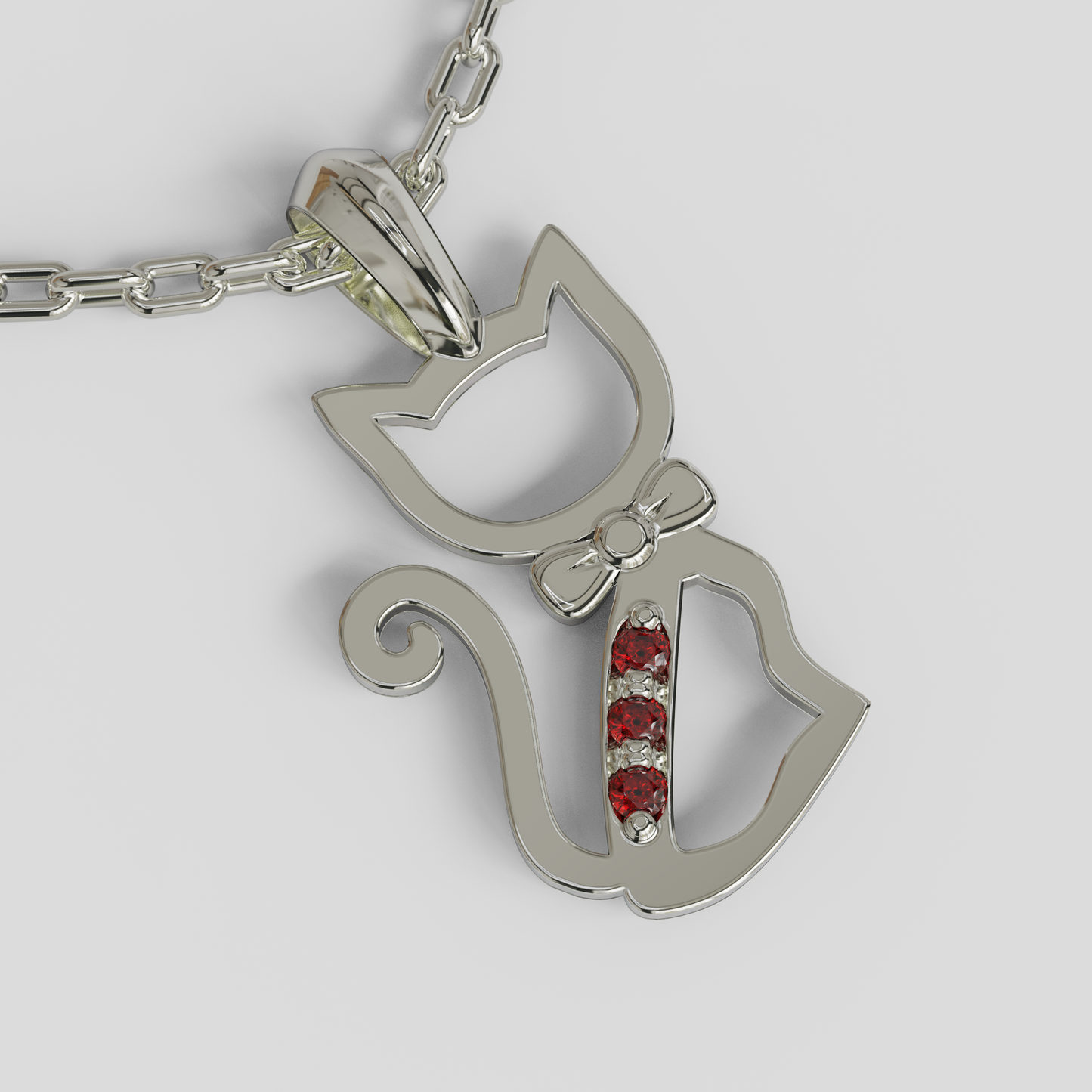 Conjunto Colgante Gato y Cadena Limada