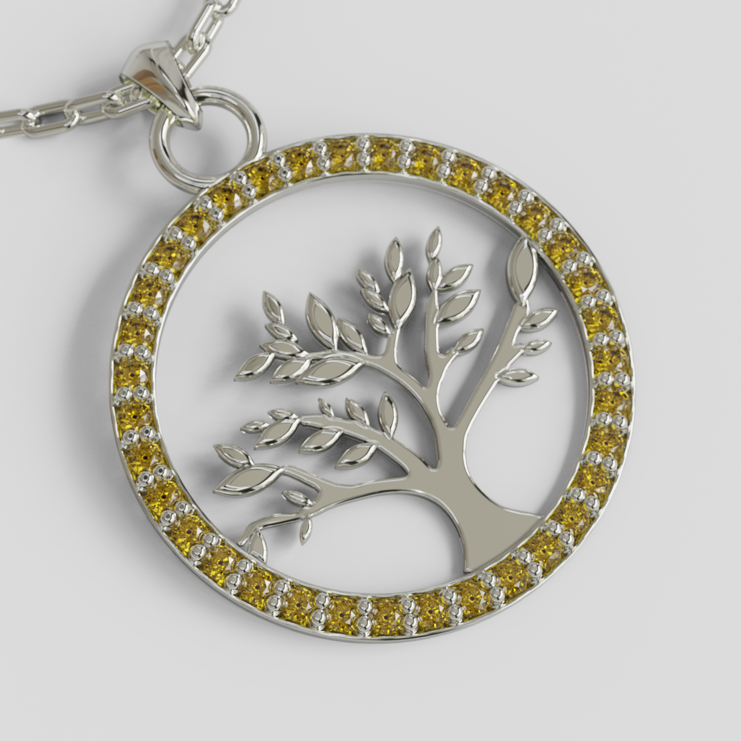 Conjunto Cadena Limada con Colgante Árbol de la Vida