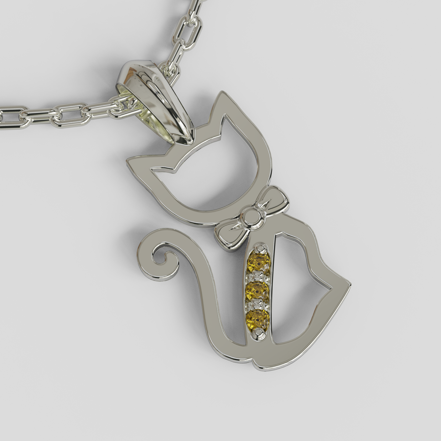 Conjunto Colgante Gato y Cadena Limada
