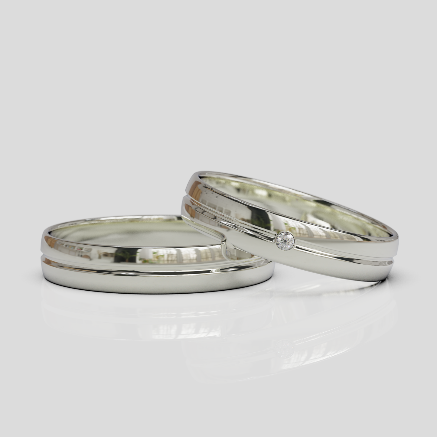 Argollas de Matrimonio Horizonte Media Caña Plata 950 4mm