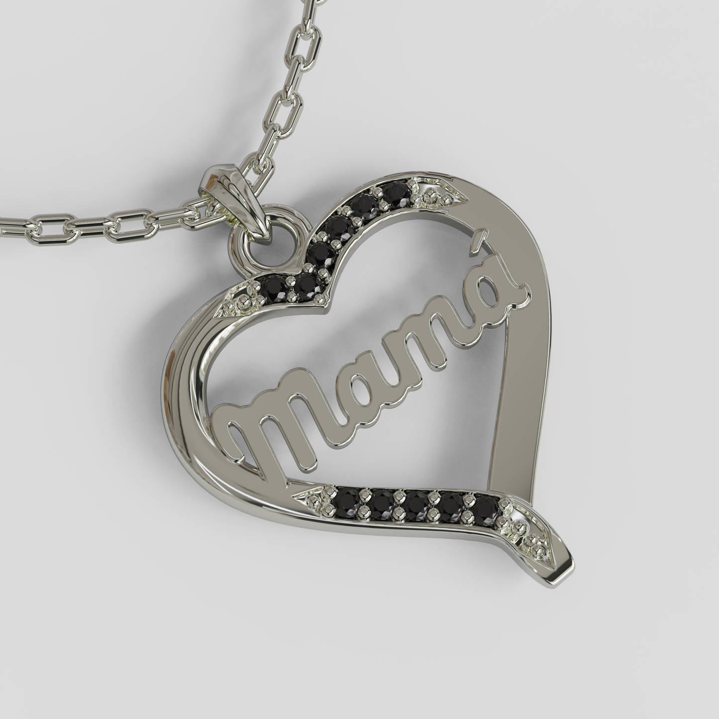 Conjunto Cadena Limada con Colgante Corazón Mamá