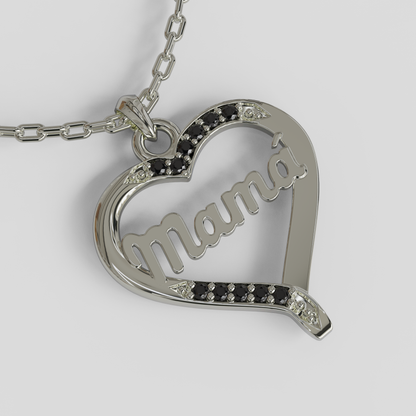 Conjunto Cadena Limada con Colgante Corazón Mamá