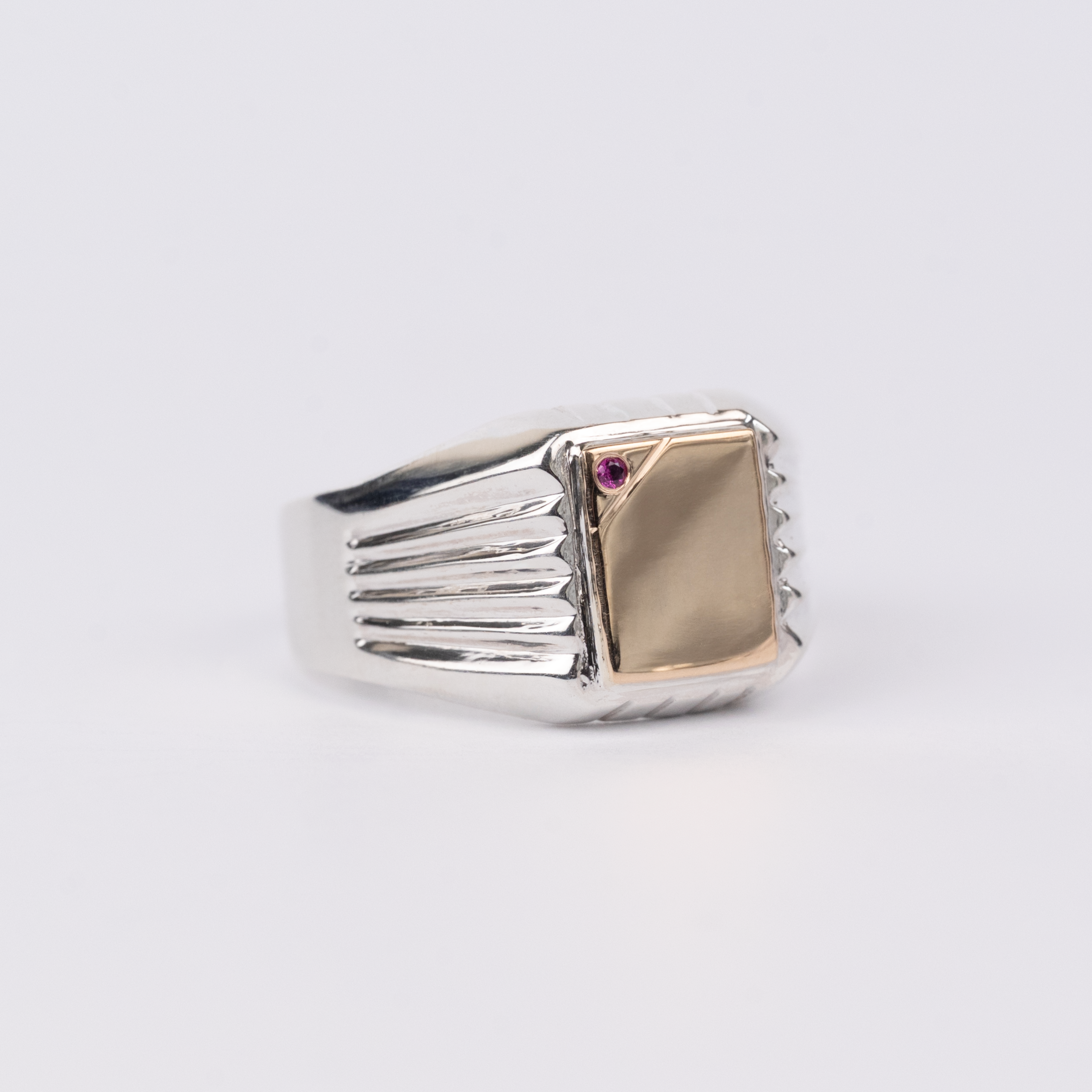 Anillo Sello 4 Plata con Oro