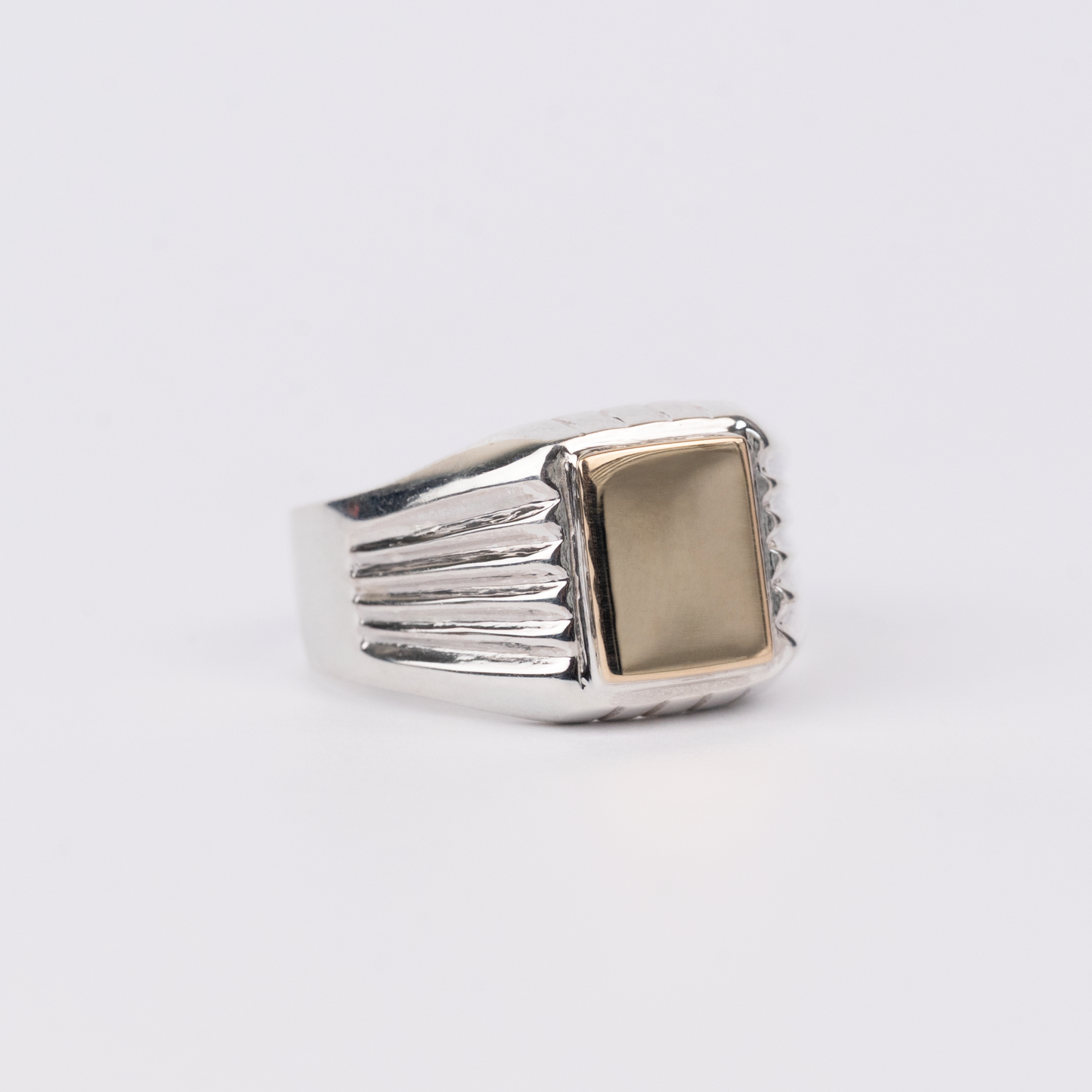 Anillo Sello 5 Plata con Oro