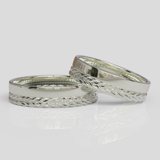 Argollas de Matrimonio Tubo con Trenza Espiga Plata 950