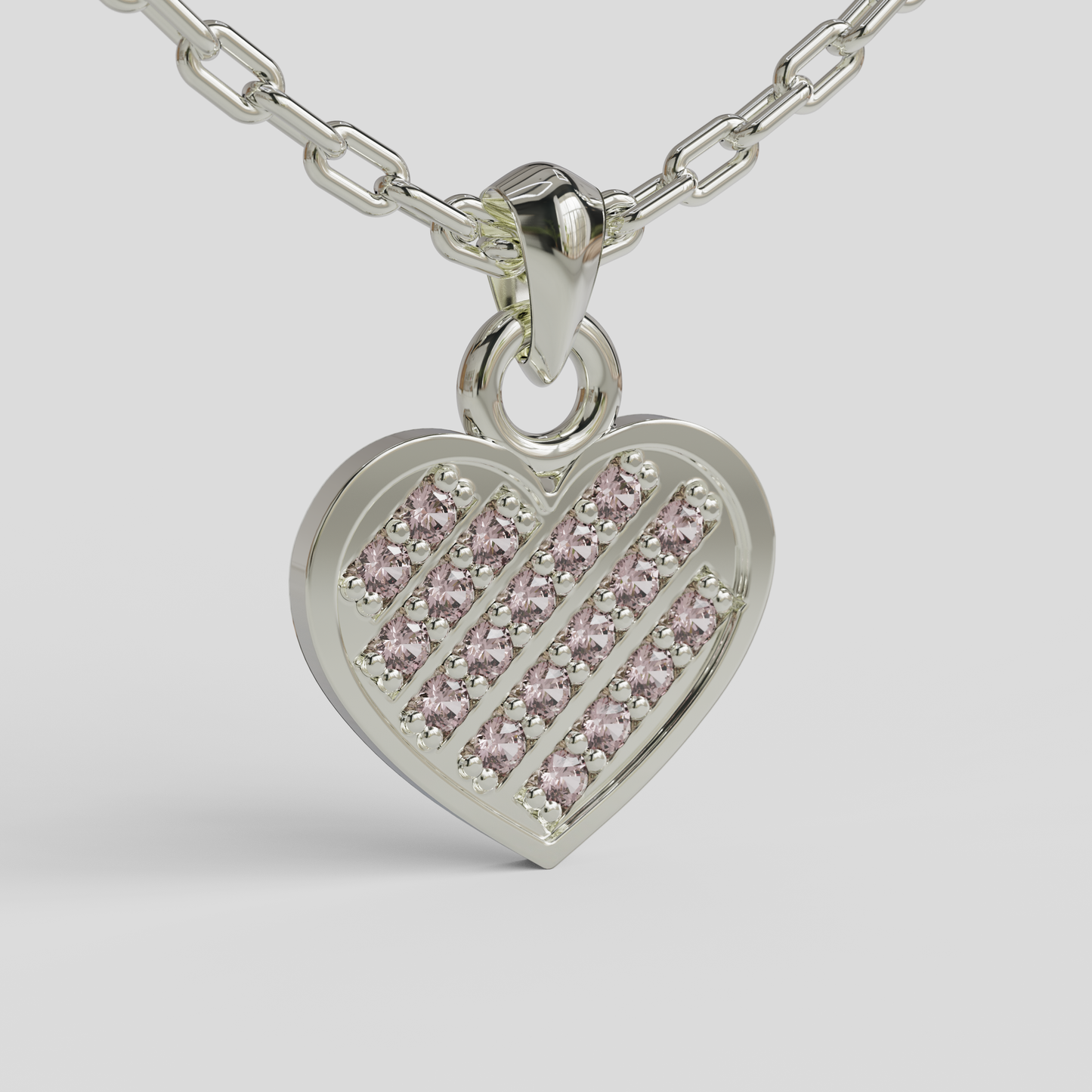Conjunto Cadena Limada con Colgante Corazón Brillante