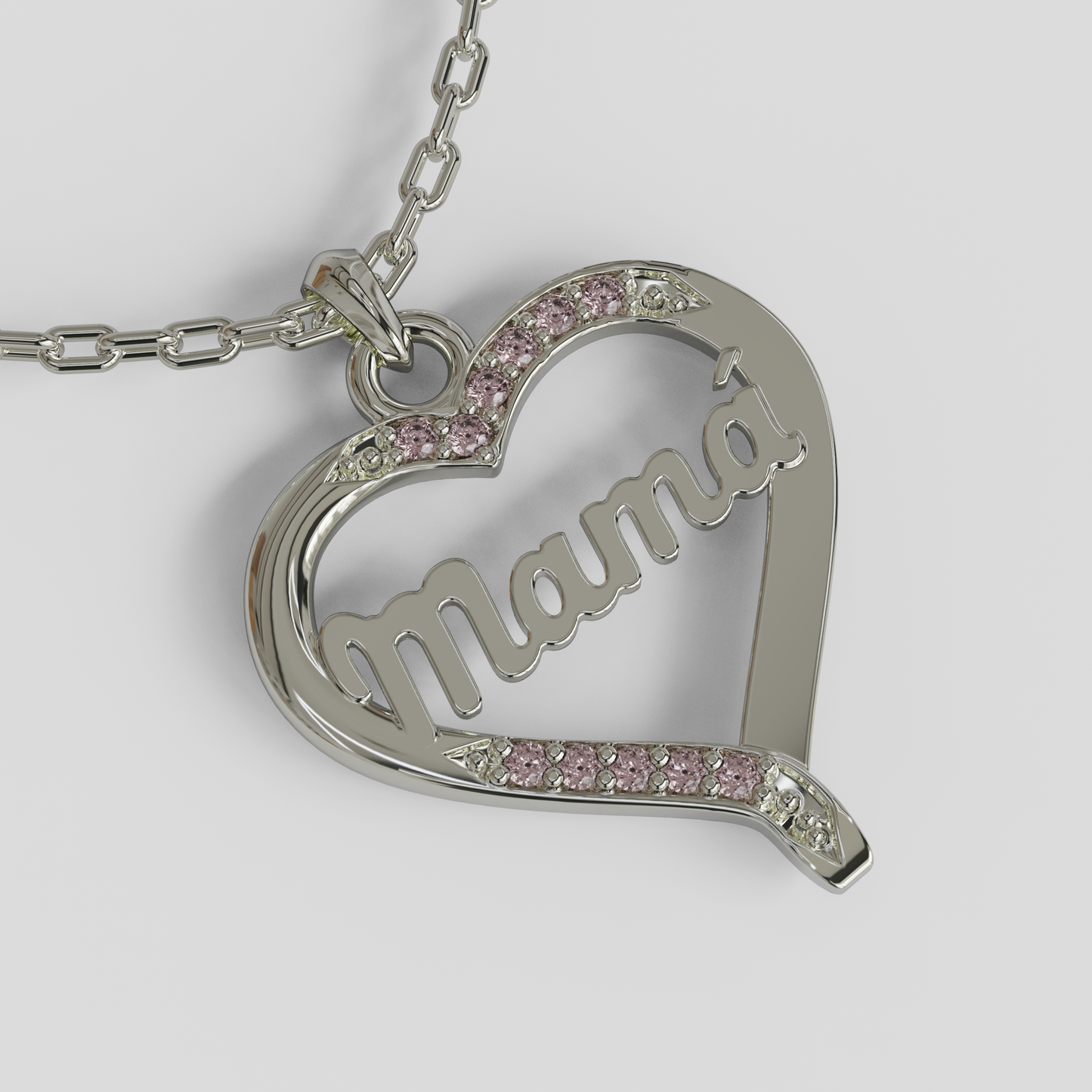 Conjunto Cadena Limada con Colgante Corazón Mamá