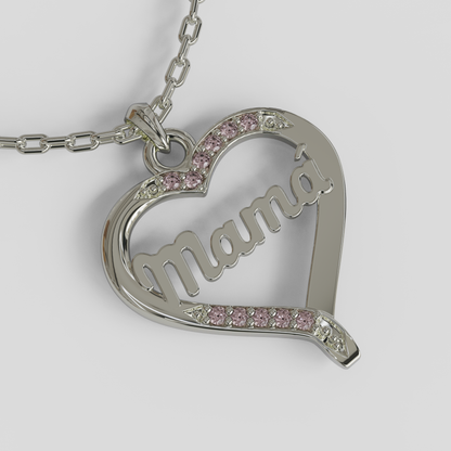 Conjunto Cadena Limada con Colgante Corazón Mamá